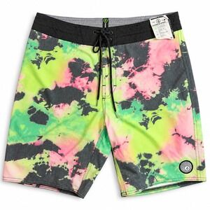 VOLCOM Mens Board Shorts Size 30 Tie Dye Multicolor Surf Swim Beach NWT
